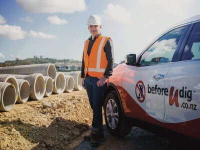 Utility work on residential street