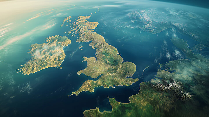 Aerial view of the United Kingdom