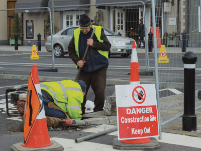 Utility work on residential street