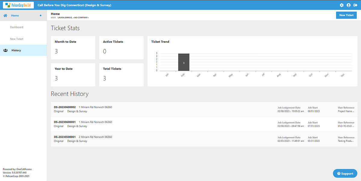 Design & Survey project information screen