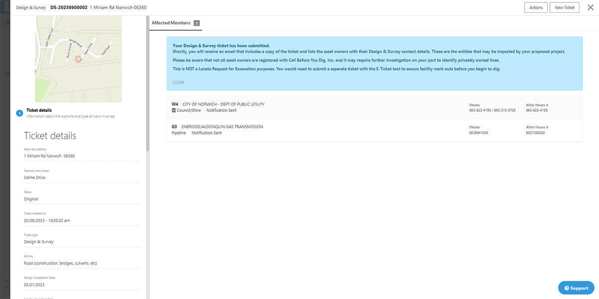 Design & Survey confirmation screen