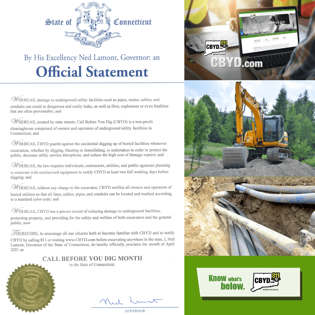 National Safe Digging Month proclamation recognizing Call Before You Dig efforts