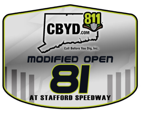 Modified race cars competing at Stafford Speedway during CBYD-sponsored event