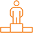 Orange podium with a person on the highest step