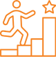 Human figure climbs steps to reach a star.