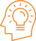 Human head profile with lightbulb in the middle