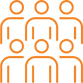 Six people in two rows form an orange icon