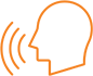 Orange talking head icon