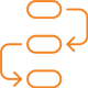 Orange project flow map icon.