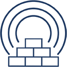 Blue icon blocks with echolocation lwaves